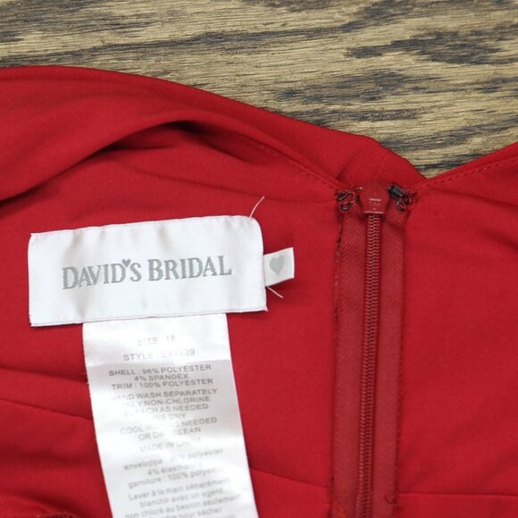 David's Bridal Womens Satin Trim Midi Knit A-Line Dress Red 18 - Picture 3 of 4